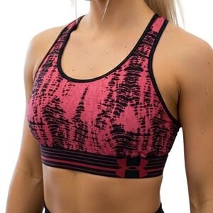 Under Armour Pink Black Tie Dye Racerback Sports‎ Bra L/XL Athletic Workout